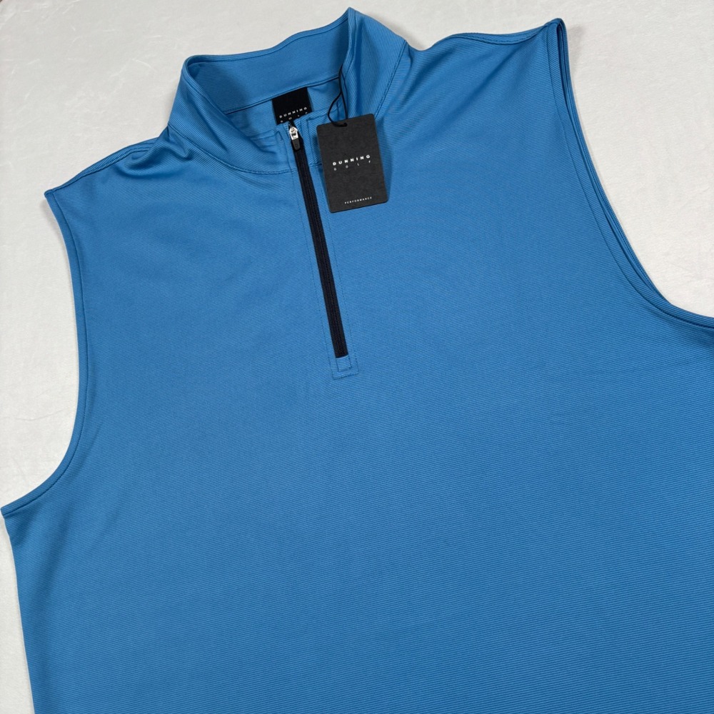 Dunning Golf Vest Mens XL Blue Quarter Zip Performance Sleeveless D7S23V979 NEW